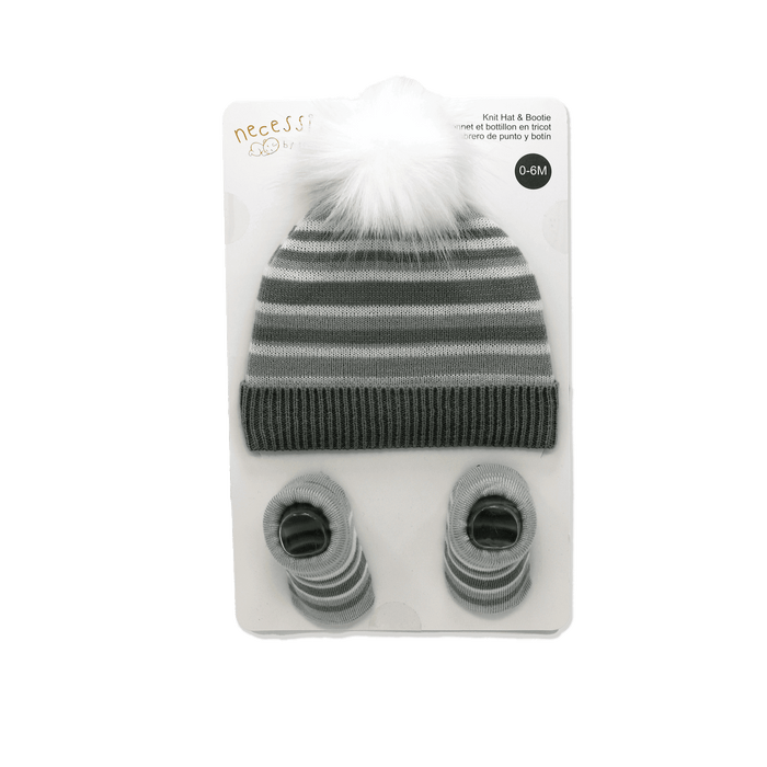 Necessities By Tendertyme - Necessities By Tendertyme Striped Knit Hat and Bootie Set