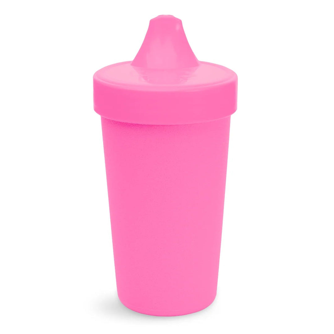 Bright pink no-spill sippy cup for babies, leakproof toddler drinking cup