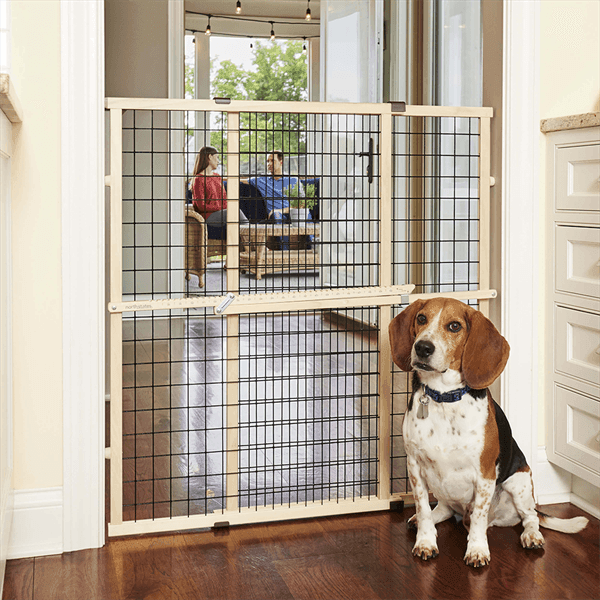 North States Pet - North States Pet Extra Tall & Wide Wire Mesh Petgate - Natural/Black