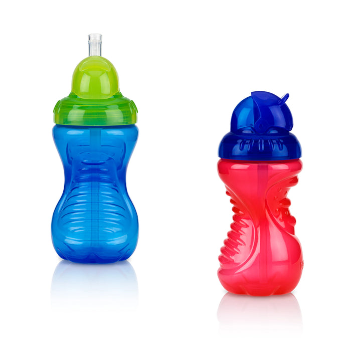 Nûby® Lot de 2 gobelets à paille souple en silicone Flip-it™ 300 ml