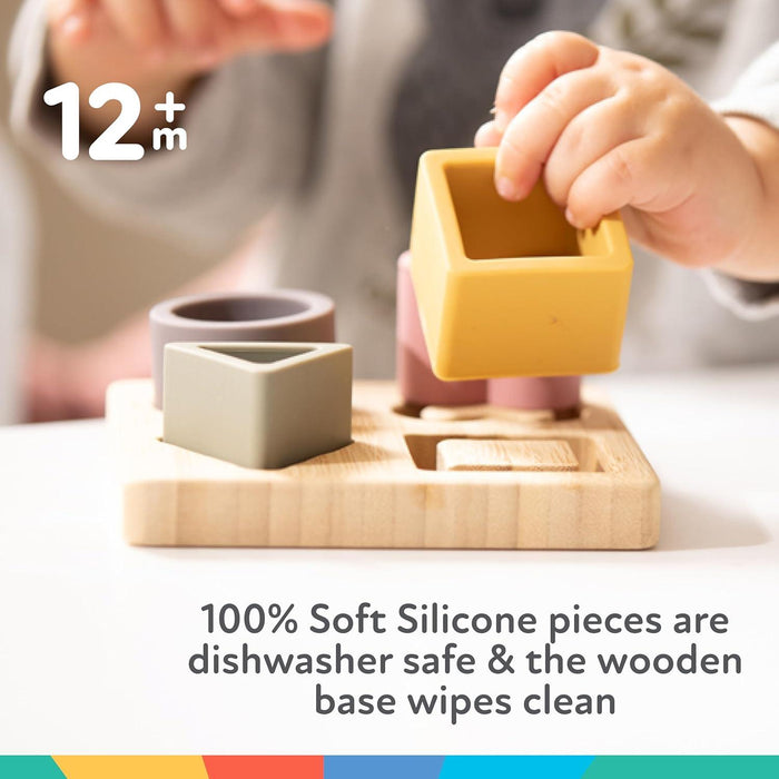 Nuby® - Nuby Soft Shape Silicone Puzzle Toy with Bamboo Wooden Base