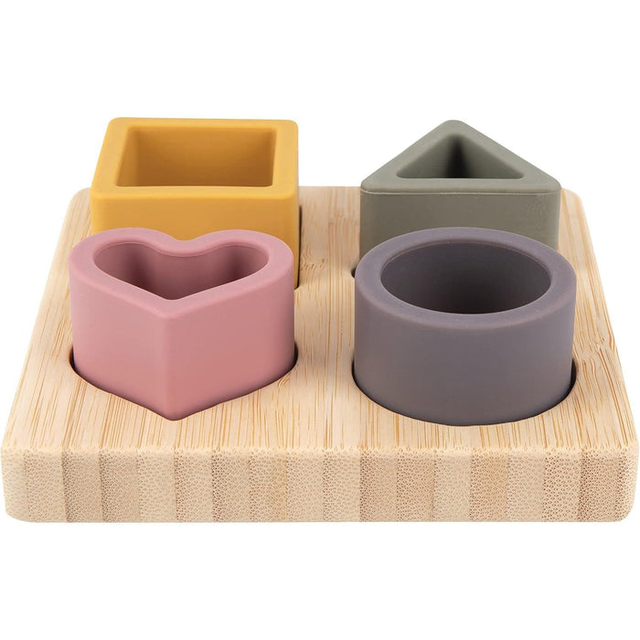 Nuby® - Nuby Soft Shape Silicone Puzzle Toy with Bamboo Wooden Base