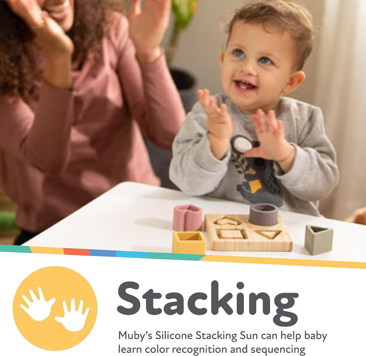 Nuby® - Nuby Soft Shape Silicone Puzzle Toy with Bamboo Wooden Base