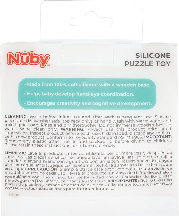 Nuby® - Nuby Soft Shape Silicone Puzzle Toy with Bamboo Wooden Base