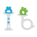 Nuby Silicone Fun Teethers in blue and green animal designs on a plain white background.