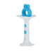 Nuby silicone fun teether with blue bunny design, displayed upright on a white background.
