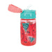 Nuby Soft Straw Canteen kids water bottle with fruit illustrations, shown upright on a plain background.