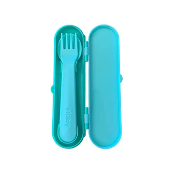 Nuby® Toddler Fork & Spoon Utensil Set with Travel Case for Self-Feeding 12m+