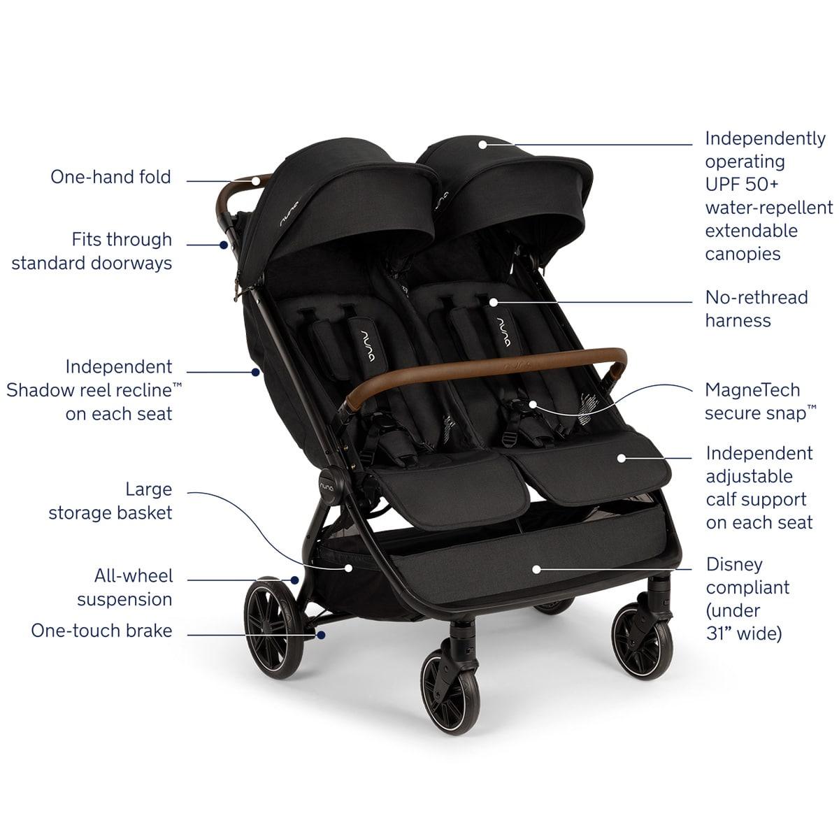 Nuna® - Nuna TRVL Dubl Baby Double Stroller - Caviar