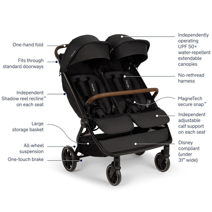 Nuna® - Nuna TRVL Dubl Baby Double Stroller - Caviar