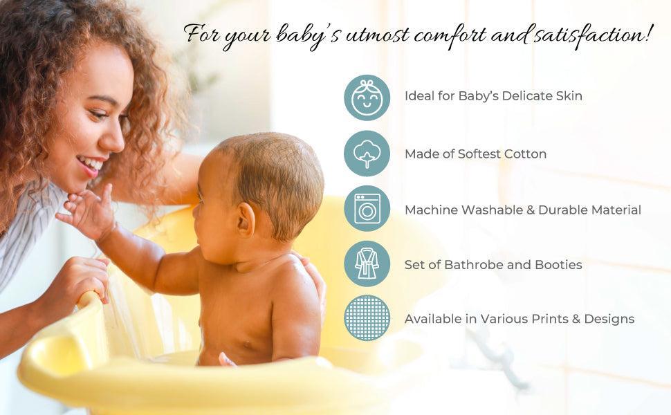 O.K. Kids - OK Kids 100% Cotton Baby Bath Robe & Bootie Set - Grey Elephant