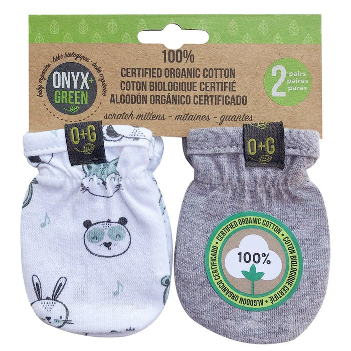 Onyx & Green - Onyx & Green Organic Baby Anti Scratch Mittens Set - 2 Pack