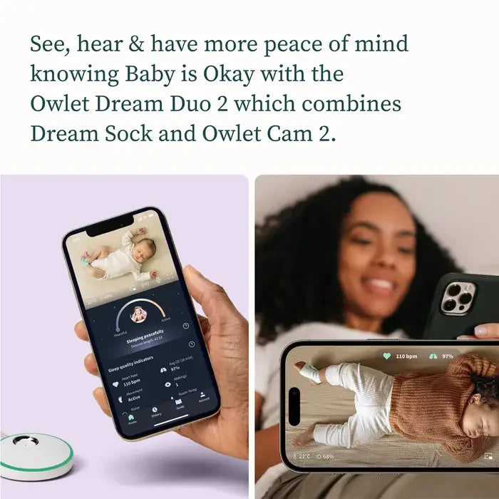 Owlet® - Owlet Dream Duo 2 Baby Heart Rate & Oxygen Monitor + Cam 2 Monitor