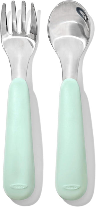 Oxo Tot® - OXO Tot - On The Go Fork & Spoon Set - Baby Feeding Stainless Steel with Travel Case