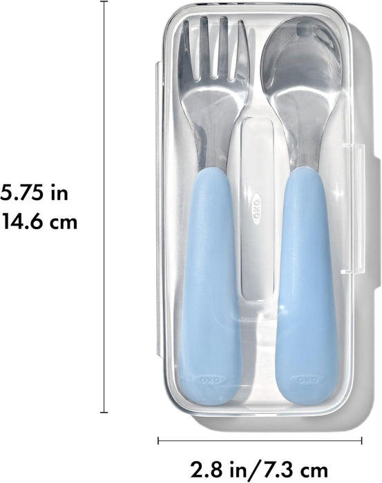 Oxo Tot® - OXO Tot - On The Go Fork & Spoon Set - Baby Feeding Stainless Steel with Travel Case