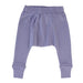 Parade Organics cotton baby harem pants in lavender shown flat on a white background.