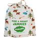 Parade Organics Pure & Dreamy Jammies bag with forest animal and cabin print on cotton fabric.