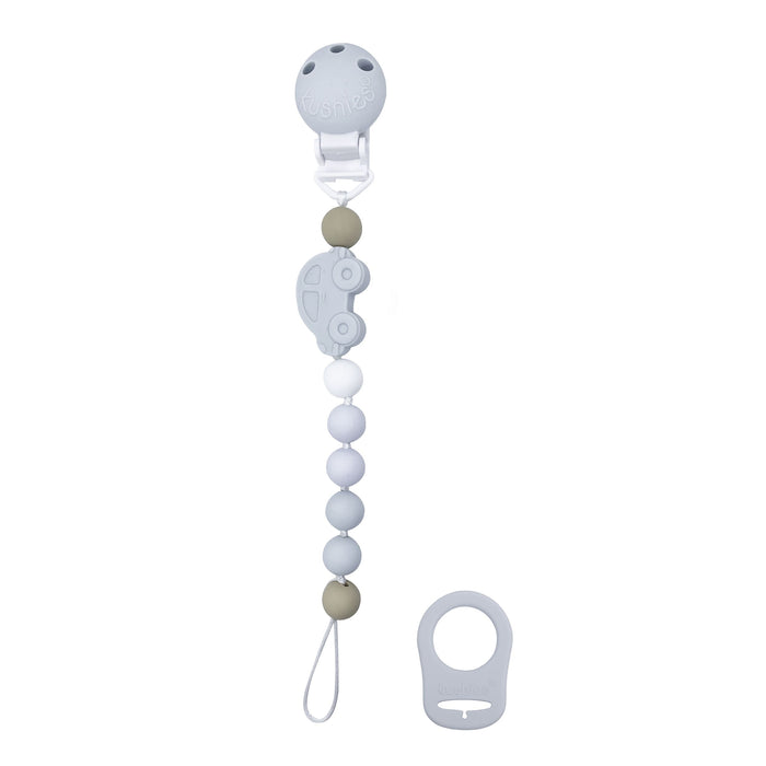 Attache-sucette en silicone SiliBeads Kushies, Voiture bleue