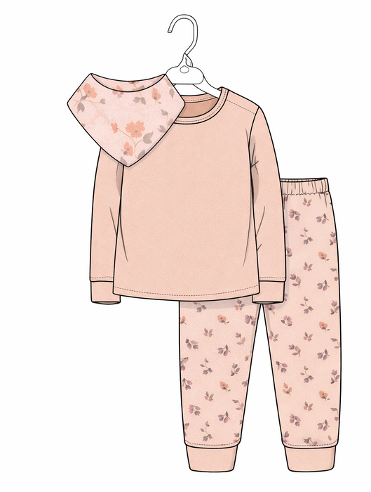 M.I.D. 3-Piece Cotton Pajama Set for Baby Girls – Sizes 12M to 18M