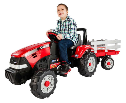 Peg Perego® - Peg Perego Kids Case IH Tractor & Trailer - Chain Driven Pedals - Red