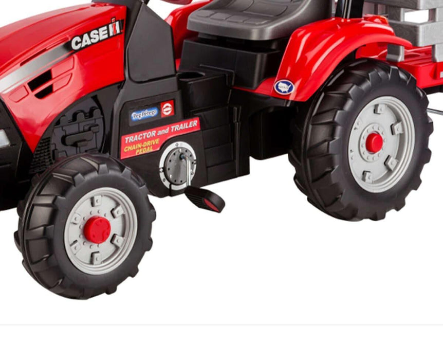 Peg Perego® - Peg Perego Kids Case IH Tractor & Trailer - Chain Driven Pedals - Red