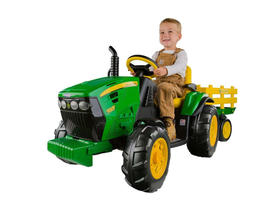 Peg Perego® - Peg Perego Kids J.D. Ground Force Tractor & Trailer - High-performance 12 Volt - Green
