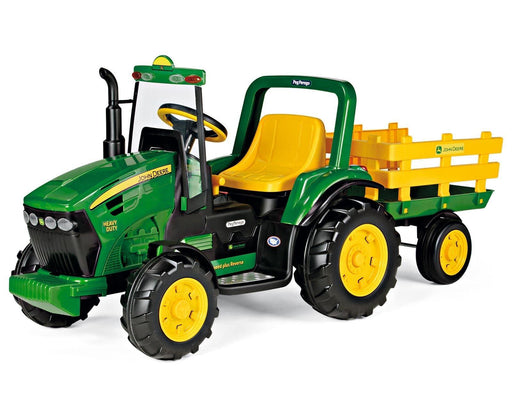 Peg Perego® - Peg Perego Kids J.D. Heavy Duty Tractor with Trailer - High Performance 12 Volts - Green