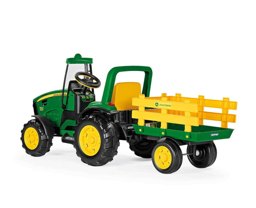 Peg Perego® - Peg Perego Kids J.D. Heavy Duty Tractor with Trailer - High Performance 12 Volts - Green