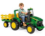 Peg Perego® - Peg Perego Kids J.D. Heavy Duty Tractor with Trailer - High Performance 12 Volts - Green