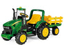 Peg Perego® - Peg Perego Kids J.D. Heavy Duty Tractor with Trailer - High Performance 12 Volts - Green