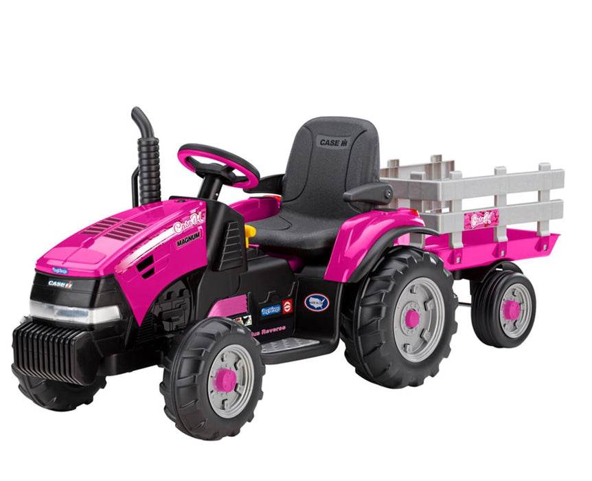Peg Perego® - Peg Perego Ride on - Case IH Magnum Kids Tractor & Trailer High-performance 12 Volts - Pink