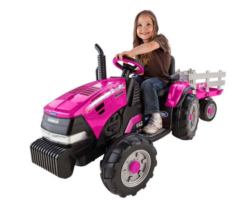Peg Perego® - Peg Perego Ride on - Case IH Magnum Kids Tractor & Trailer High-performance 12 Volts - Pink