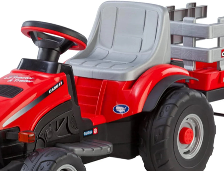 Peg Perego® - Peg Perego Toddler Case IH Lil Tractor & Trailer - 6 Volts Dual Drive Axle - Red