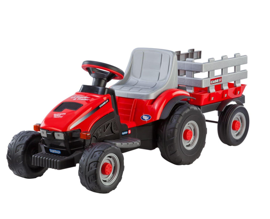 Peg Perego® - Peg Perego Toddler Case IH Lil Tractor & Trailer - 6 Volts Dual Drive Axle - Red