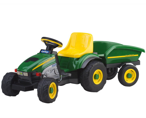 Peg Perego® - Peg Perego Toddler John Deere Farm Tractor & Trailer - Chain Driven Pedals - Green