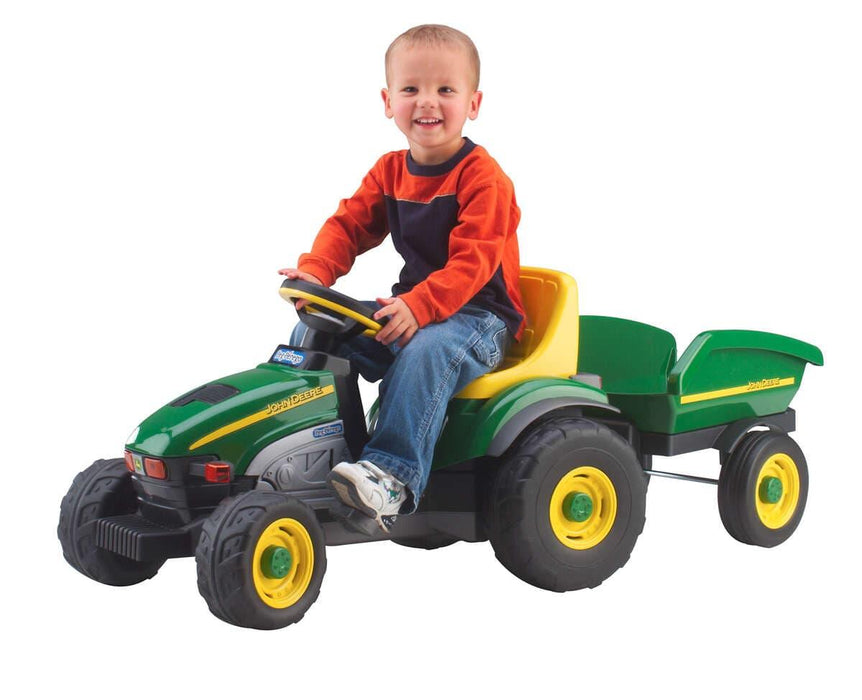 Peg Perego® - Peg Perego Toddler John Deere Farm Tractor & Trailer - Chain Driven Pedals - Green