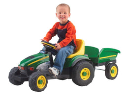 Peg Perego® - Peg Perego Toddler John Deere Farm Tractor & Trailer - Chain Driven Pedals - Green