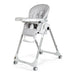 Peg Perego Zero 3 Linear Grey Baby high chair with gray and white patterned seat on a white background