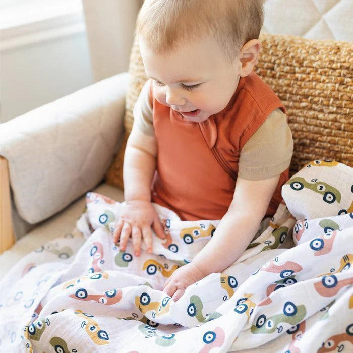 Perlimpinpin - Perlimpinpin Cotton Muslin Swaddle Baby Blankets - Cars