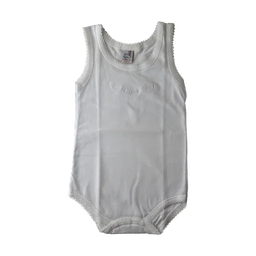 Petit Abielle - Sleeveless White Baby Bodysuit – 100% Cotton – Made in Italy (Ages 3–24 Months)