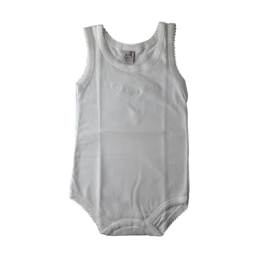 Petit Abielle - Sleeveless White Baby Bodysuit – 100% Cotton – Made in Italy (Ages 3–24 Months)