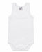 Petit Abeille baptism undershirt sleeveless white bodysuit with My Baptism Day text, laid flat.