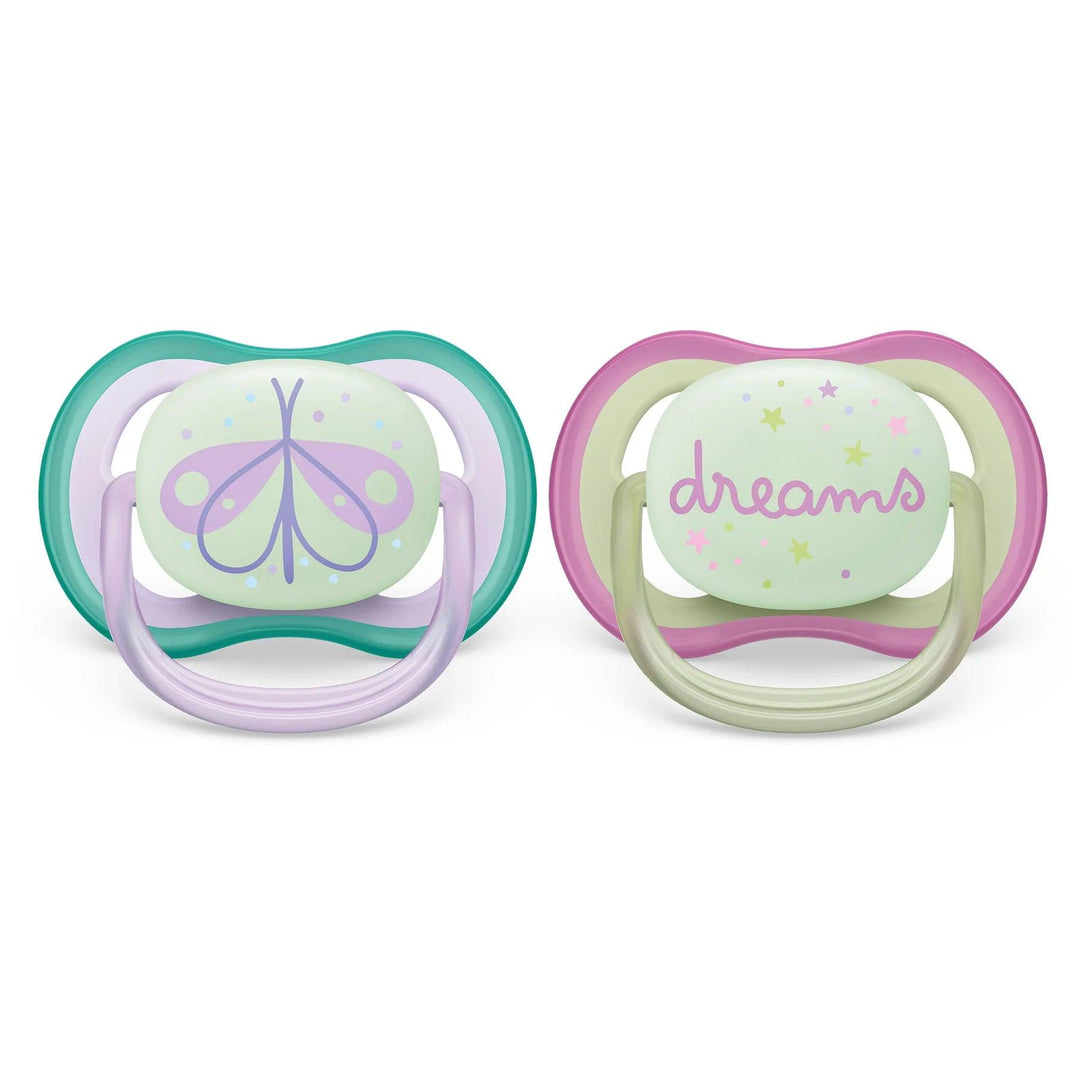 Philips Avent® - Philips Avent Ultra Air Nighttime Pacifier 2pk - 0-6m - Lilac Dragonfly + Dreams