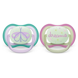 Philips Avent® - Philips Avent Ultra Air Nighttime Pacifier 2pk - 0-6m - Lilac Dragonfly + Dreams