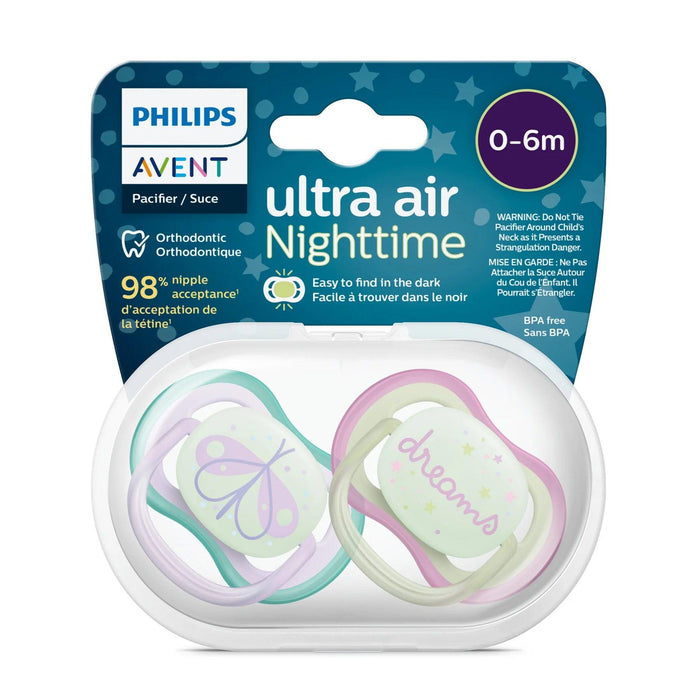 Philips Avent® - Philips Avent Ultra Air Nighttime Pacifier 2pk - 0-6m - Lilac Dragonfly + Dreams