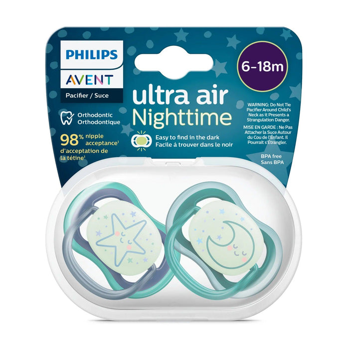 Philips Avent® - Philips Avent Ultra Air Nighttime Pacifier 2pk - 6-18m - Sleeping Star + Moon