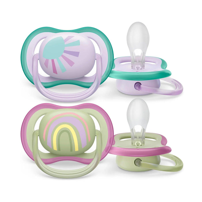 Philips Avent® - Philips Avent Ultra Air Pacifier 2pk - 0-6m - Lilac Sun+Green Rainbow