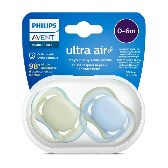 Philips Avent® - Philips Avent Ultra Air Pacifier 2pk - 0-6m - Pastel Green + Celestial Blue