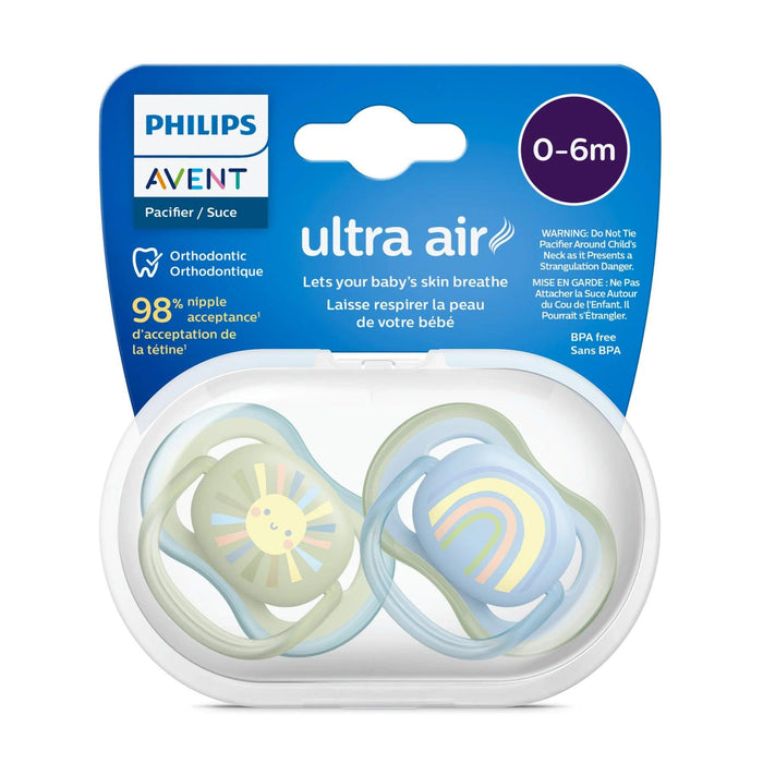 Philips Avent® - Philips Avent Ultra Air Pacifier 2pk - 0-6m - Smiling Sun + Blue Rainbow