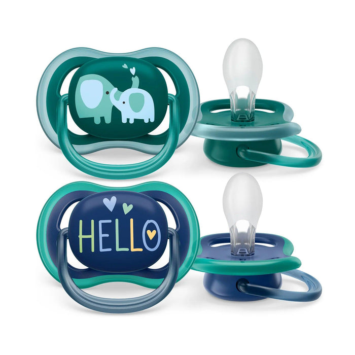 Philips Avent® - Philips Avent Ultra Air Pacifier 2pk - 18m+ - Opal Elephant + Blue Hello